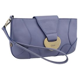 Chloé Bolso Clutch Chloe de Cuero Azul Claro Dorado Auth 201007A