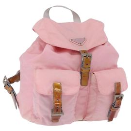 Mochila PRADA Nylon Pink Silver Auth 197051
