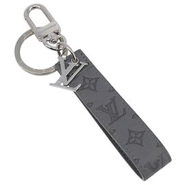 LOUIS VUITTON Monogram Shadow Key Holder Dragonne Gray M82373 LV Auth 198877M