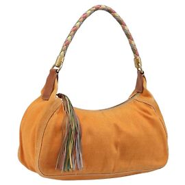 Borsa a tracolla Miu Miu Canvas Orange Tono Oro Auth 199352