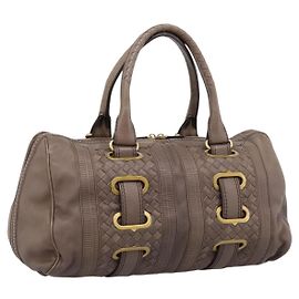 Borsa Boston BOTTEGA VENETA INTRECCIATO in pelle marrone e oro 162194 Auth 200806V