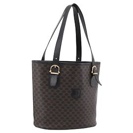 Céline Bolso Tote CELINE Macadam Canvas PVC Leather Black Gold Auth 201999A