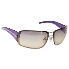CHANEL Sonnenbrille Kunststoff Lila Silber CC Auth BA15416