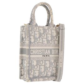 Borsa Christian Dior Trotter Canvas Oblique Book Tote Mini Bag 2way Gray Auth 200245V