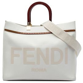 Borsa Tote Sunshine Shopper Fendi Medium in tela marrone