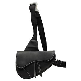 Autre Marque Borsa a tracolla Saddle Dior in pelle di vitello grana naturale nera
