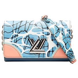 Blue Louis Vuitton Epi Aqua Twist Wallet on Chain Crossbody Bag