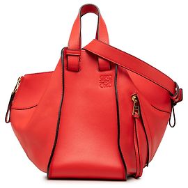 Borsa Satchel Hammock Small in pelle di vitello rossa LOEWE