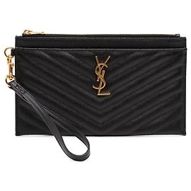 Autre Marque Borsa Pochette Saint Laurent Large Grain De Poudre Matelasse Cassandre Nera
