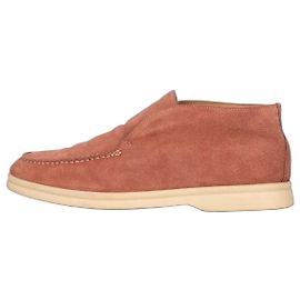 Mocassini Loro Piana in pelle scamosciata marrone, scarpe slip-on, taglia 38, usate
