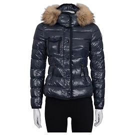 Moncler Blaue Daunenjacke mit abnehmbarer Kapuze 90% Down S Gebraucht