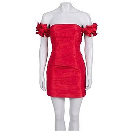 Autre Marque Valentino Rotes Seiden-Korsett-Bodycon-Kleid - Elegant US 6 S Gebraucht