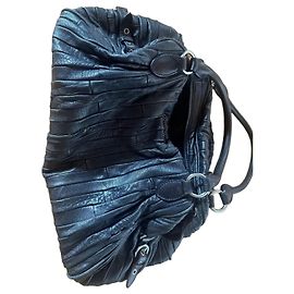 Miu Miu Borsa Tote in Pelle Nera Arricciata