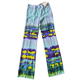 MSGM Multicolor Tie-Dye Printed Silk Wide-Leg Trousers