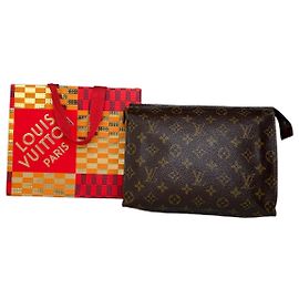 Clutch Vintage Louis Vuitton Monogram Canvas Brown Gold