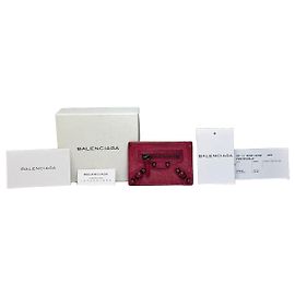 Vintage Balenciaga City Cardholder Bright Pink Leather Silver