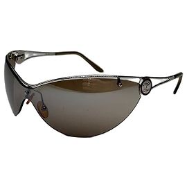 Céline Vintage Celine Shield Sunglasses Brown Silver