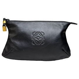 Pouch Vintage Loewe in pelle morbida Nero Oro