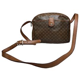 Céline Vintage Celine C Logo Coated Canvas Crossbody Bag Brown Beige