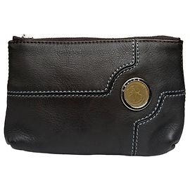 Céline Bolso de mano con cremallera Vintage Celine de cuero texturizado Negro Plata