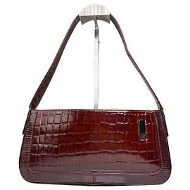 Vintage Givenchy Crocodile-Effect Leather Shoulder Bag Burgundy
