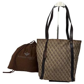 Tote Vintage Bottega Veneta Monogram Canvas Brown Beige