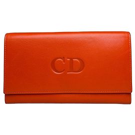 Autre Marque Portafoglio bifold Vintage Dior in pelle liscia Orange Gold