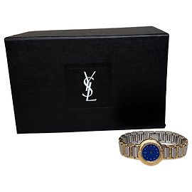 Reloj pulsera Vintage Yves Saint Laurent Blue Gold Silver