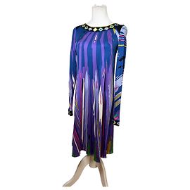 Vintage Emilio Pucci Seidenkleid langärmlig multicolor XS