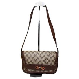 Borsa a tracolla Vintage Gucci GG Monogram Horsebit Beige Brown