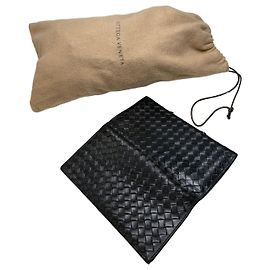 Cartera bifold Vintage Bottega Veneta de cuero Intrecciato Negra