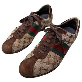 Sneakers Vintage Gucci da Uomo in tela GG Beige Brown Green EU42