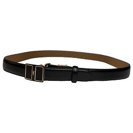 Vintage Yves Saint Laurent Gürtel aus strukturiertem Leder Schwarz Gold