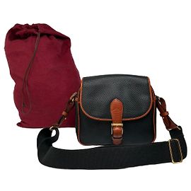 Borsa a Tracolla con Patta in Nylon Texturizzato Vintage Bottega Veneta Nero Arancione