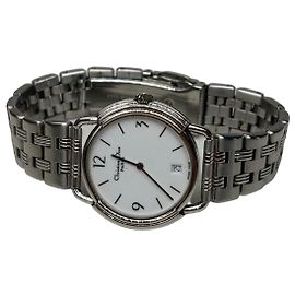 Autre Marque Vintage Dior Armbanduhr aus Edelstahl Weiß Silber