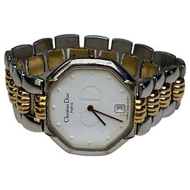 Autre Marque Orologio Bracciale Ottagonale Vintage Dior Oro Bianco Argento