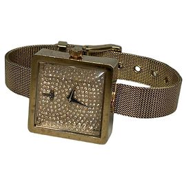 Vintage Vivienne Westwood Quadratische Armbanduhr Gold Crystal