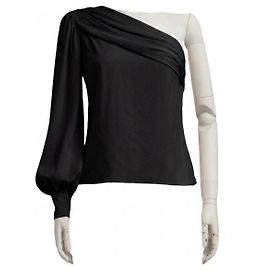 Top asimétrico de seda negra Chanel