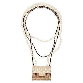 Chanel Pearl and Chain Necklace with Mini Bag Charm