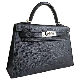 Hermès Mini Kelly Tasche Schwarz Epsom Palladium