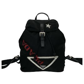 Prada Triangle Logo Hardware Nylon Leather Backpack