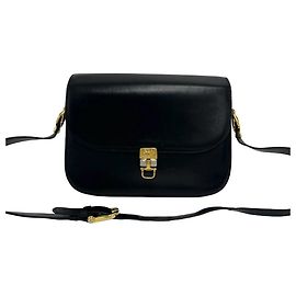 Céline Bolsa de Ombro Celine Vintage em Couro Preta