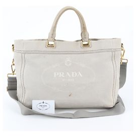 Prada Canapa BN2069 2-Way Schultertasche aus Denim und Leder
