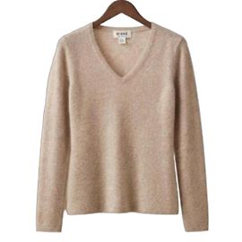 Autre Marque Camisola de Cashmere Bege Decote em V