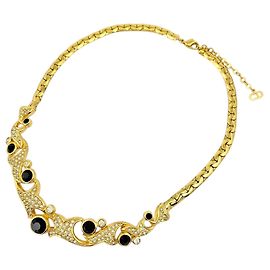 Collana girocollo Christian Dior placcata oro con strass