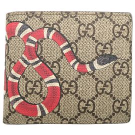 Cartera bi-fold para mujer Gucci 451266 GG Supreme Kingsnake