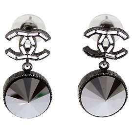 Pendientes de botón Chanel para mujer con strass Coco Mark
