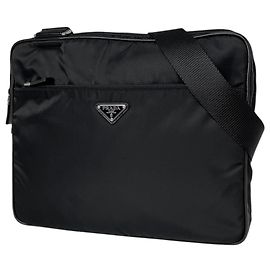 Prada Schultertasche aus schwarzem Nylon und Leder