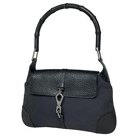 Borsa a mano Gucci in tela e pelle nera