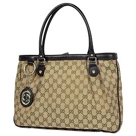 Borsa tote Gucci Sukey in tela GG marrone e pelle
